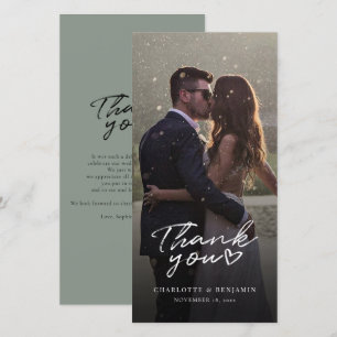 Cute Couples Wedding Day Photo Script Thank You Card