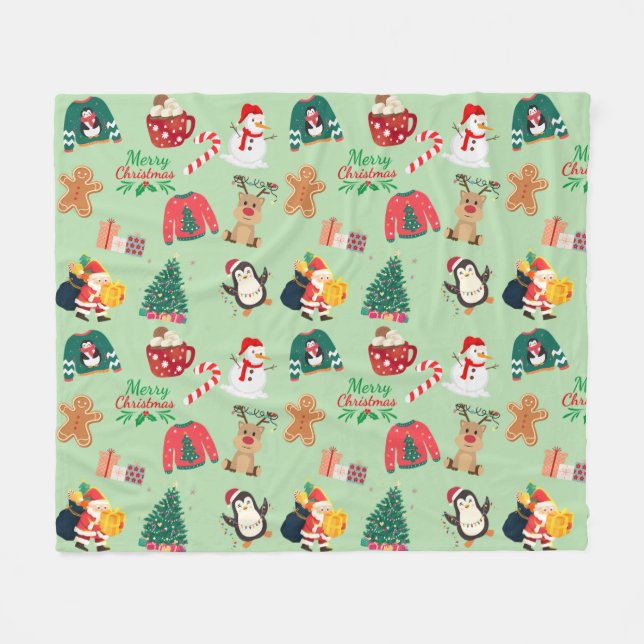 Cute couverture en polaire Noël (Devant (Horizontal))