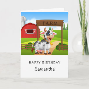 Cute Cow 1st Birthday Card