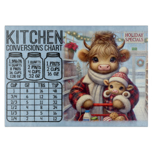 Cute Cow and Baby Conversion Chart Cutting Board