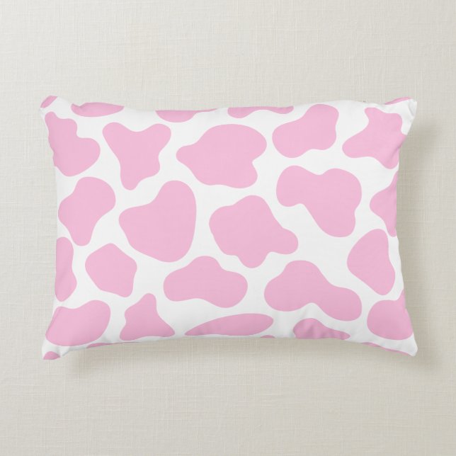 Cute Cow Animal Print Pattern Aesthetic Pink Accent Pillow (Front)