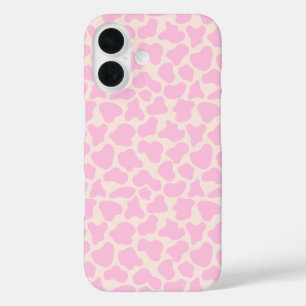 Cute Cow Animal Print Pattern Aesthetic Pink iPhone 16 Case
