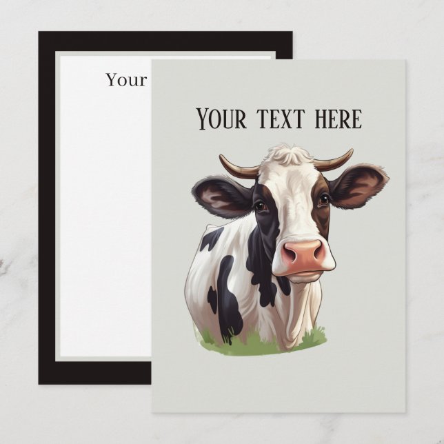 Cute cow any purpose add message  card (Front/Back)