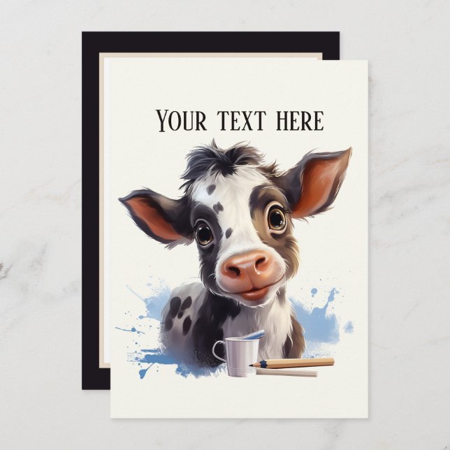 Cute cow any purpose add message  card (Front/Back)