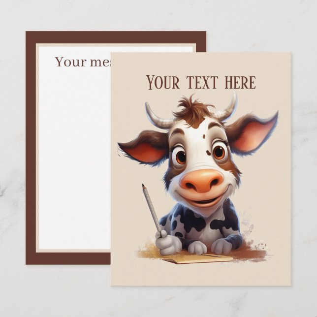 Cute cow any purpose add message  card (Front/Back)