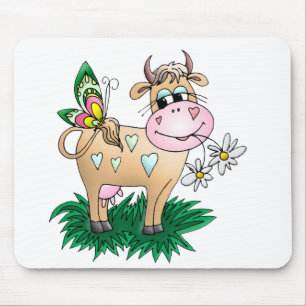 Cute Cow & Butterfly Mouse Pad