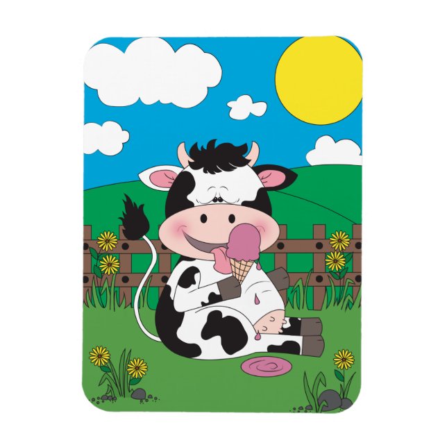 Cute Cow Cartoon Magnet (Vertical)