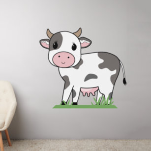 Cute Cow Cartoon Wall Decal