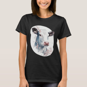 Cute Cow Cherry Blossom Japanese Sakura Farming Co T-Shirt