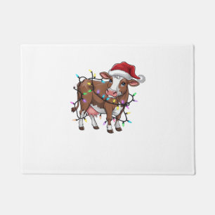 Cute Cow Christmas Light Reindeer Santa Christmas Doormat