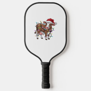 Cute Cow Christmas Light Reindeer Santa Christmas  Pickleball Paddle