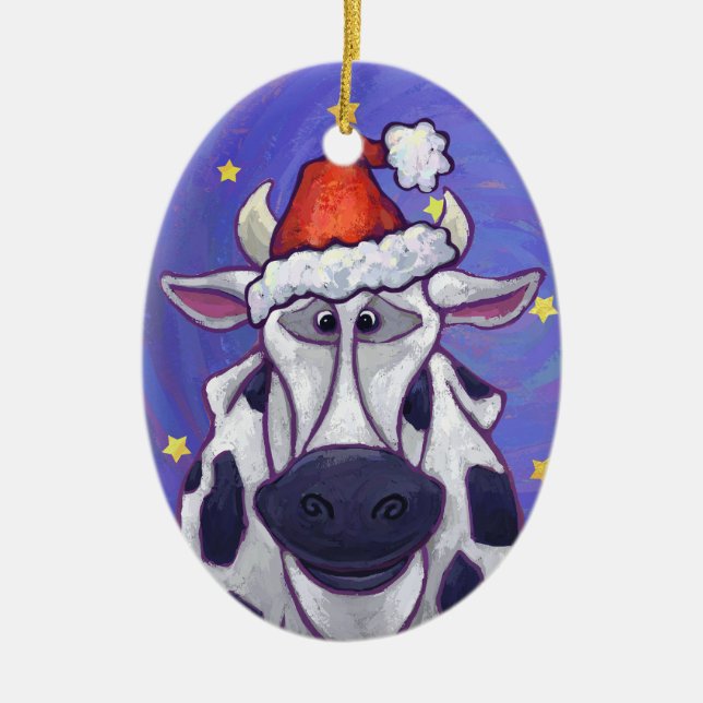 Cute Cow Christmas Ornament (Front)