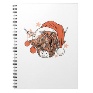 Cute Cow Christmas Santa Hat Funny Festive Notebook