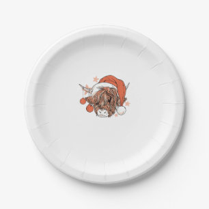Cute Cow Christmas Santa Hat Funny Festive  Paper Plate