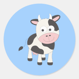 Cute cow classic round sticker