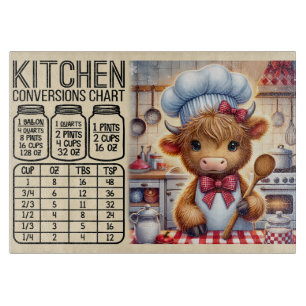 Cute Cow Conversion Chart Cutting Board