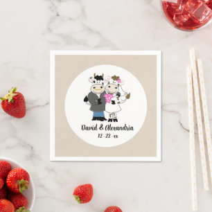 Cute Cow Couple Wedding Rustic Country Napkin