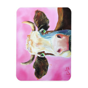 Cute cow face portrait painting magnet