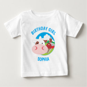 Cute Cow Farm Kids Birthday Party Baby T-Shirt