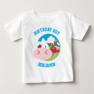 Cute Cow Farm Kids Birthday Party Baby T-Shirt