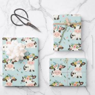 Cute Cow Flower Wreath Gift Wrap For Any Events