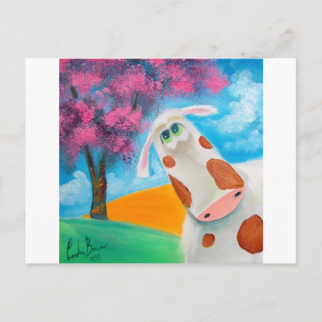 Cute cow folk art painting Gordon Bruce Postcard (Front)