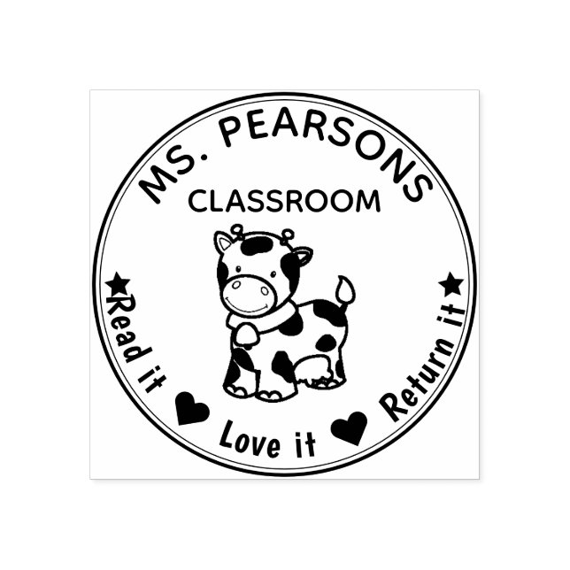 Cute Cow - From The Classroom of Wood Rubber Stamp (Imprint)