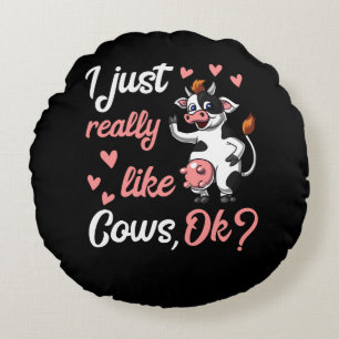 Cute Cow Funny Farm Ranch Animal Round Pillow