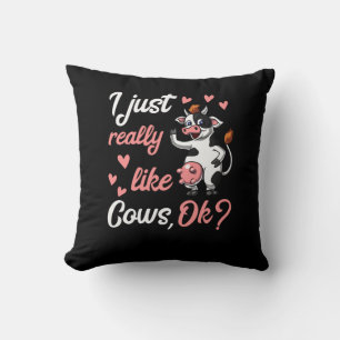 Cute Cow Funny Farm Ranch Animal Throw Pillow