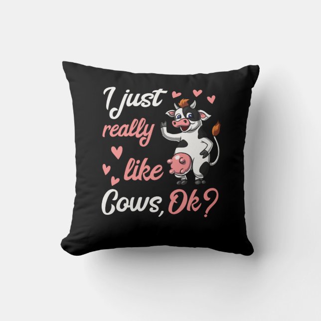 Cute Cow Funny Farm Ranch Animal Throw Pillow (Front)