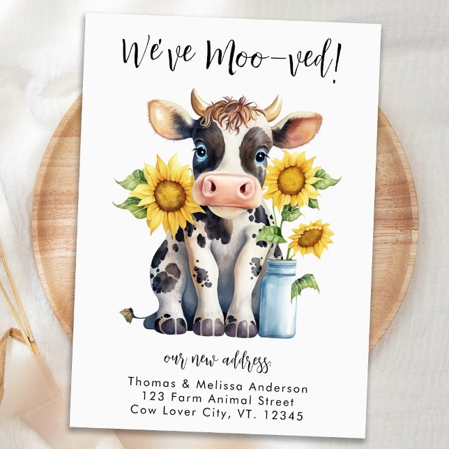Cute Cow Funny We've Moo-ved New Address Moving Announcement (Creator Uploaded)