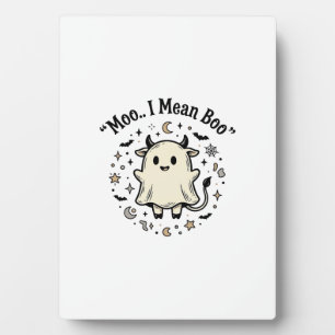 Cute Cow Ghost Halloween Moo Boo Vintage Design_1 Plaque