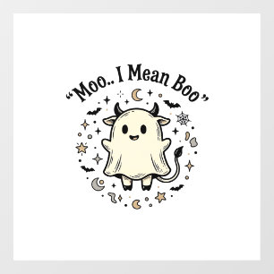 Cute Cow Ghost Halloween Moo Boo Vintage Design_1 Window Cling