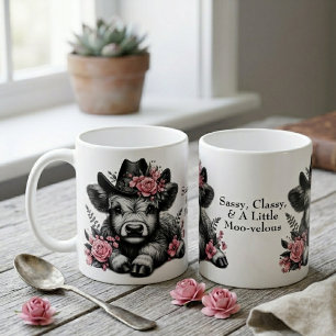Cute Cow Girl Highland Cow With Text Coffee Mug