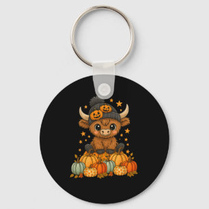 Cute Cow Halloween Pumpkin Fall Moo I Mean Boo Keychain