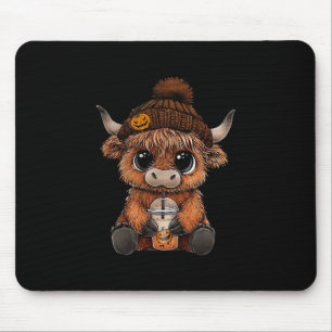 Cute Cow Hat Pumpkin Drink Coffee Lover Halloween Mouse Pad