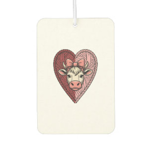 Cute Cow Heart Yarn Vintage Engraving Design_1 Air Freshener
