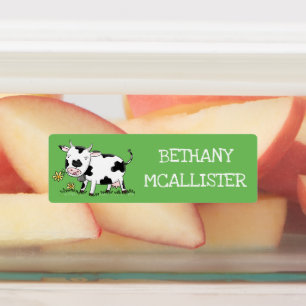 Cute cow in green field cartoon personalized