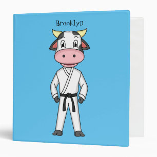 Cute cow in kung fu suit cartoon binder