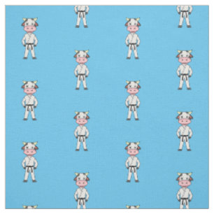 Cute cow in kung fu suit cartoon fabric