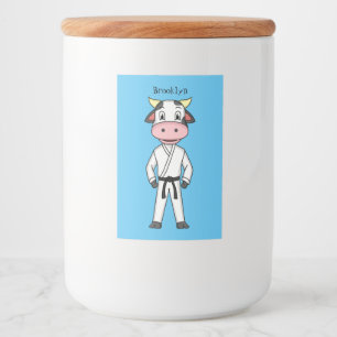 Cute cow in kung fu suit cartoon  food label