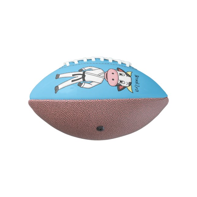 Cute cow in kung fu suit cartoon  football (Rotated 270)