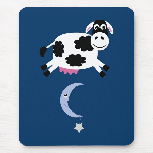 Cute Cow Jumped Over The Moon Mousemat Mouse Pad (Front)