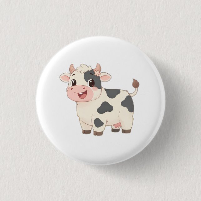 Cute Cow Keychain 1 Inch Round Button (Front)