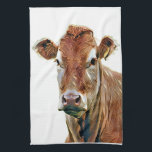 CUTE COW KITCHEN TOWEL<br><div class="desc">An art design of a cute cow.</div>
