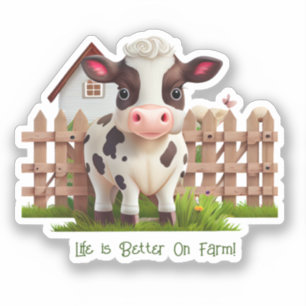 Cute Cow Life is Better on Farm Custom Cut Vinyl