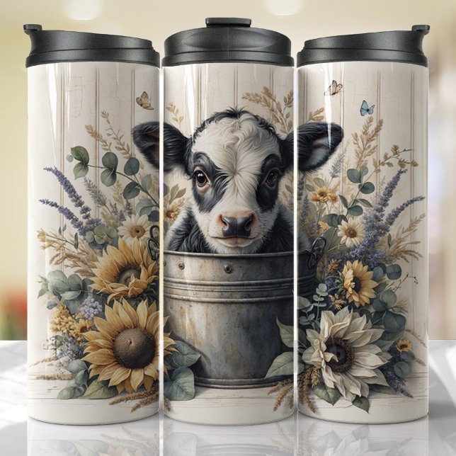 Cute Cow Lover Gift Farm Thermal Tumbler (Cute cow farm animal tumbler)