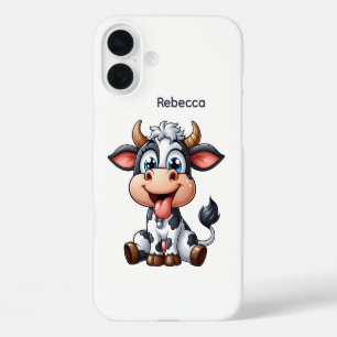 Cute cow lovers add name iPhone 16 plus case