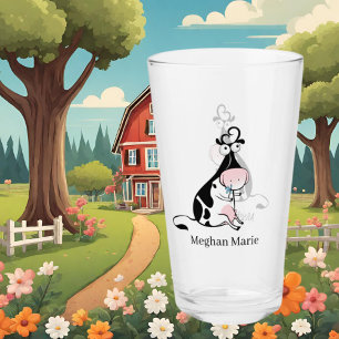 cute cow lovers add name glass