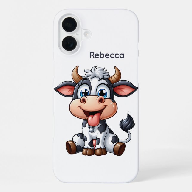 Cute cow lovers add name  iPhone case (Back)